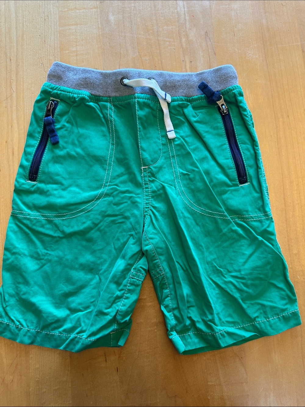 Mini Boden Teal Green Pull-On Shorts with Navy Trim